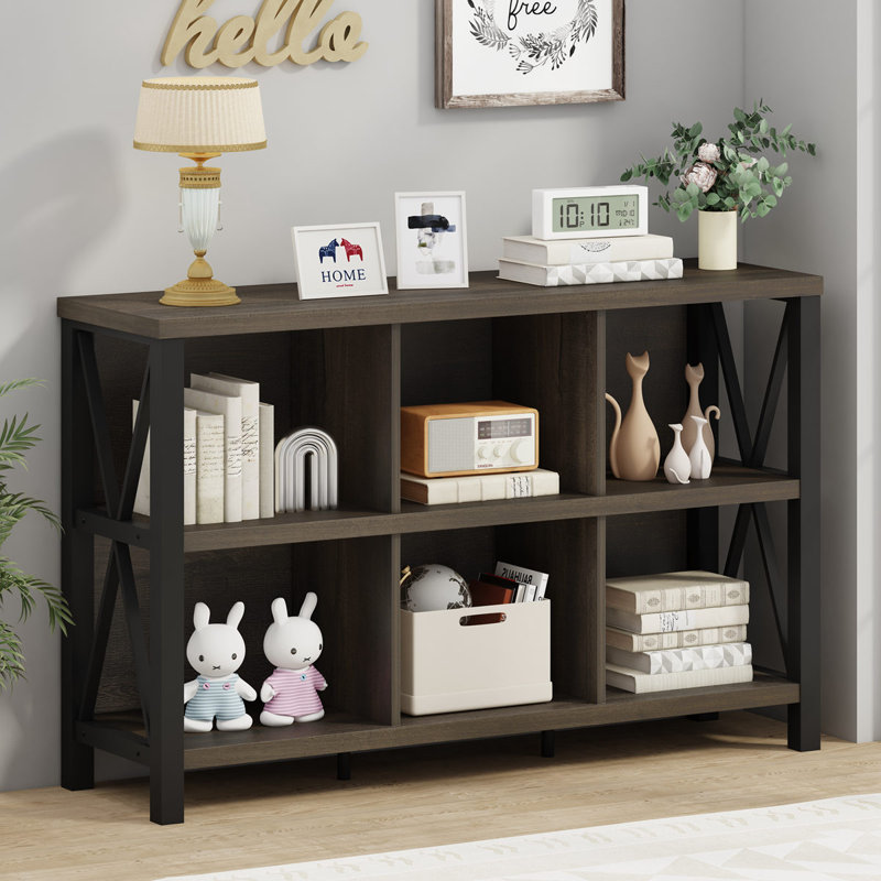 Bibliothèque en bois Guinna, Chêne blanc, 6 cubes