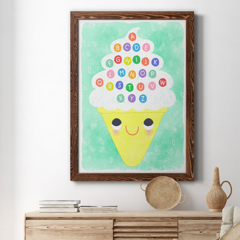 Ice Cream Alphabet - cadre photo, impression sur toile, H 24 po x l 18 po x P 1,5 po, Érable