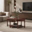 Table basse ovale vintage avec tiroir et tablette de rangement, table de cocktail ancienne de 45 pouces.-65482137