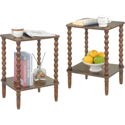 Ensemble de 2 tables de bout en bois à 2 niveaux