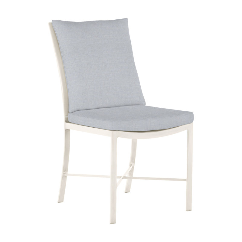 Monaco Patio Dining Side Chair with Cushions, Slate Gray, Linen Chambray, No Welt