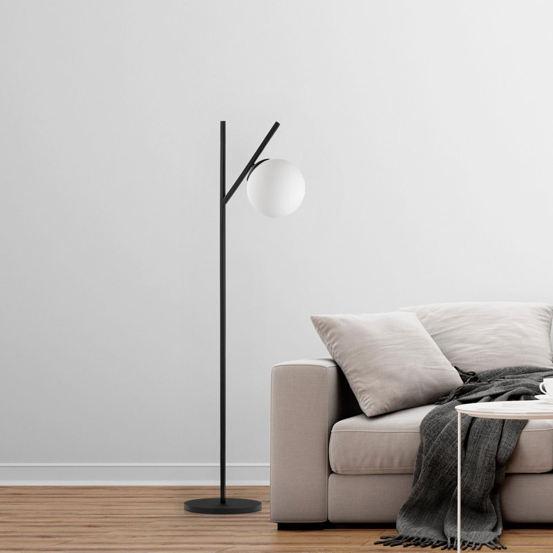 Lampe sur pied arquée 12,18 po Cawe, Noir, Crème