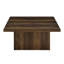 Table basse et d'appoint carrée en bois d'ingénierie avec placage de pin foncé, pour un style moderne et épuré, et un motif de grain naturel.