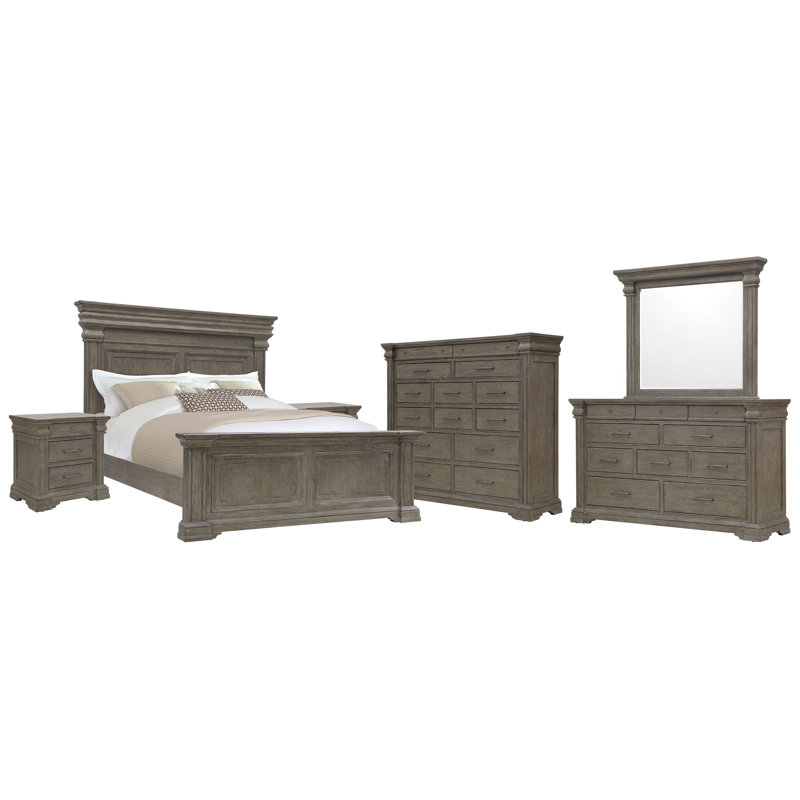 Commode 2 tiroirs avec miroir et commode principale Branice, Très grand lit
