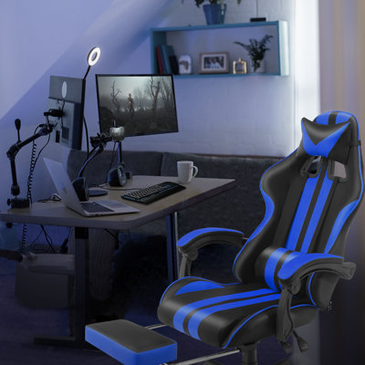 Soontrans Gaming Chair with Footrest High Back Computer Office Gamer Chair with Massage and Headrest Lumbar Support Swivel Seat Ergonomic Game Chair f by Taktack