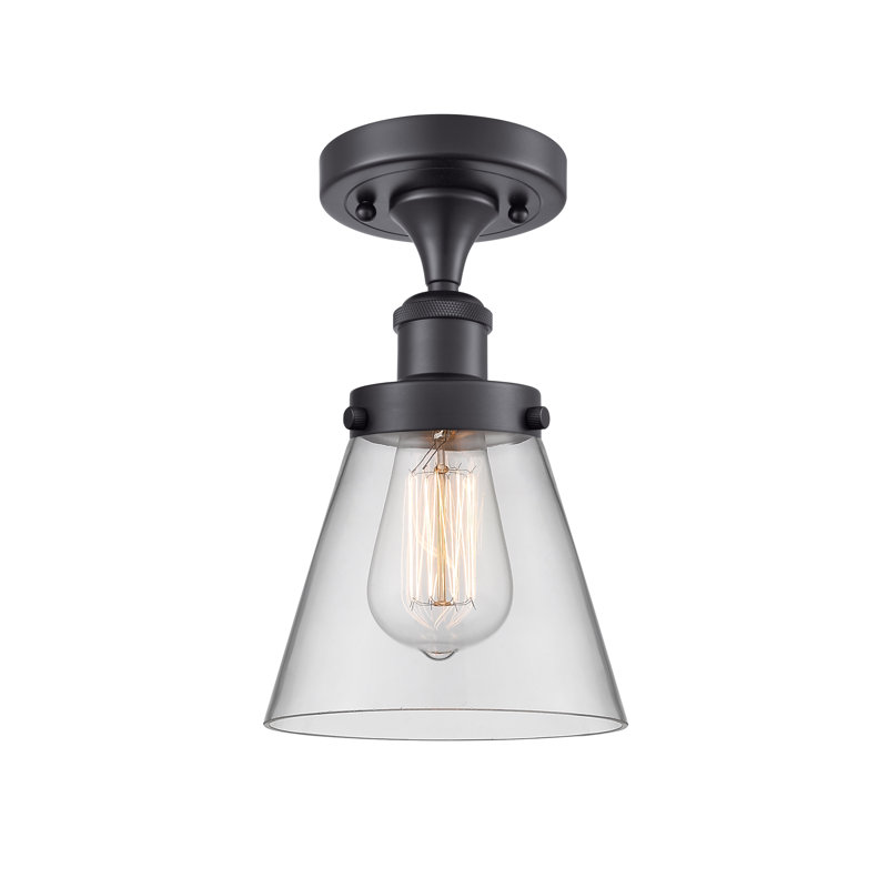 Plafonnier semi-encastré 1 lumière Wilmoth, Noir mat, Ampoule non incluse, Transparent