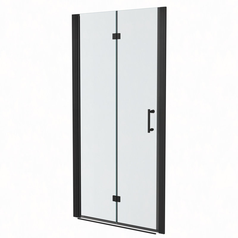 30"W X 72"H Fold Frameless Shower Door With Tempered Glass, 1/4" (6 Mm), Matte Black