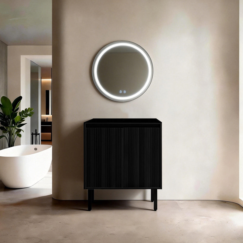 Base de meuble-lavabo de style Shaker de 24 po, 30 po et 36 po seulement, autoportante ou murale avec portes doubles et tablette réglable - Conception à fermeture en douceur et verticale (lavabo non inclus)