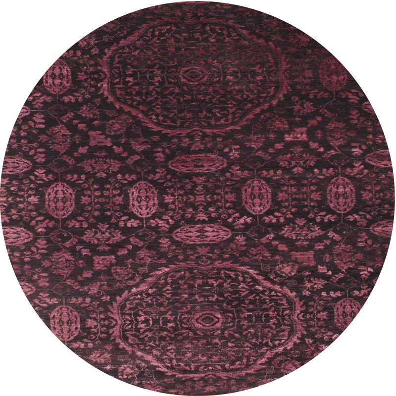 Tapis de zone mauve foncé contemporain, Rond 4 pi