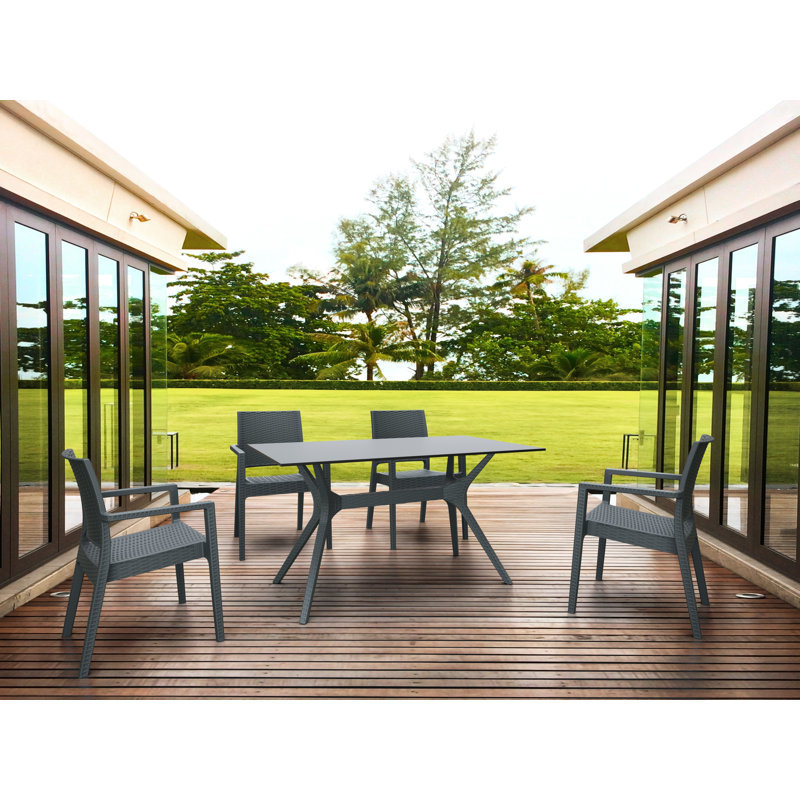 Rectangular Outdoor Dining Table , 31.5 " D, 29.5" H x 55" L x 31.5" W, Dark Gray