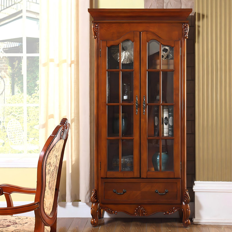Solid Wood Birch brown Wine Cabinet, 78.74" H x 35.43" W x 14.96" D