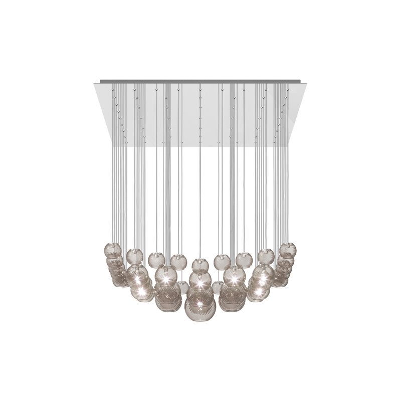 Oto Suspension Sur White Striped Glossy White G9 Ul, Smoky Striped, Mirrored Steel
