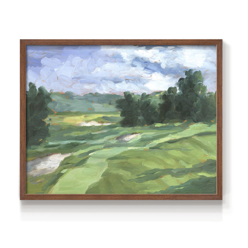 Étude de terrain de golf IV - Reproduction encadrée - Restickable, H 11 po x l 14 po, Noyer