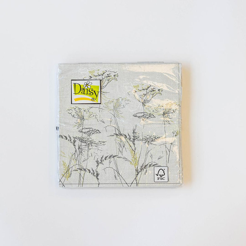 Ensemble de 20 serviettes délicates à motif de fleurs sauvages sur fond doux d'aspect lin