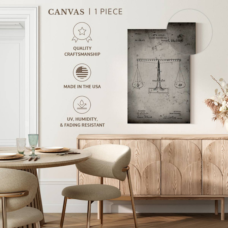 Affiche de brevet «Faded Gray Scales Of Justice», H 36 po x l 24 po