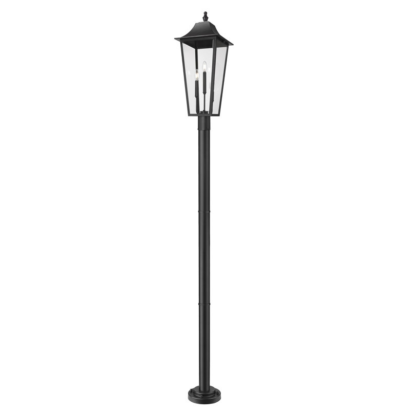 Gannon 3 Light Outdoor Post Mount Fixture in Black, 105.25'' H x 12'' W x 12'' D
