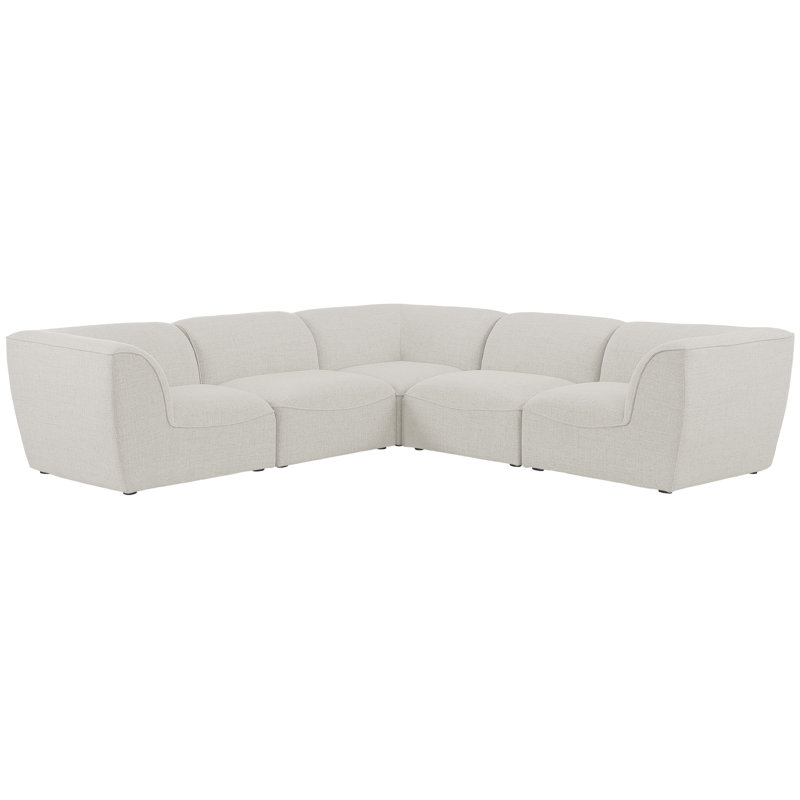 Canapé modulaire réversible de coin Callem, Tissu crème texturé en lin
