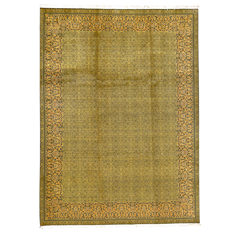 Tapis vert noué à la main de haute qualité