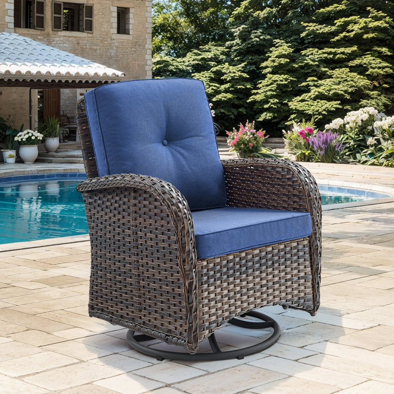 Fauteuil oscillant d'extérieur Gaetanino, Brun, Bleu