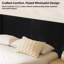 Tête de lit de 80,2 po de largeur - construction en bois, tête de lit moderne, fixation murale avec panneau cannelé, style à oreilles, finition chêne noir, apparence réelle élégante, design 3D contemporain, confortable, rapide-973060603-973060581
