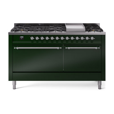 ILVE Nostalgie II 60 in Dual Fuel Range, 9 Burner, Griddle