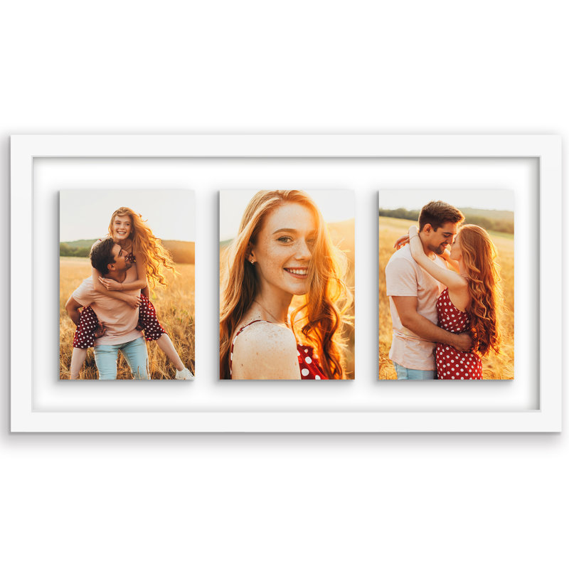 Cadre flottant Quadeer - Affichez trois photos ensemble avec un effet flottant, Blanc, 10 po x 20 po