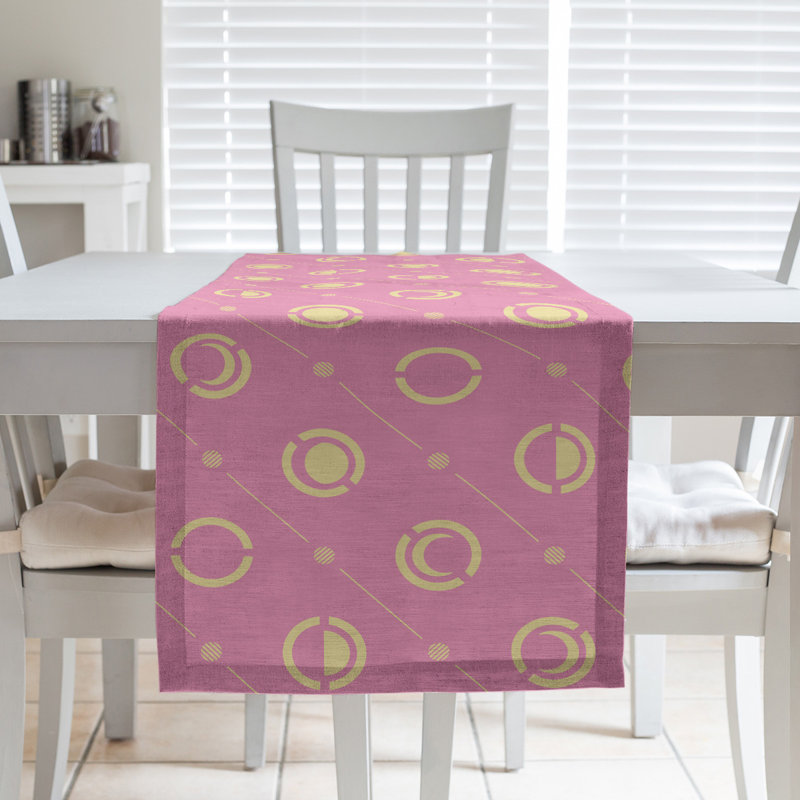 Classic Moon Phases Table Runner, 16" x 90", Pink/Dark Yellow