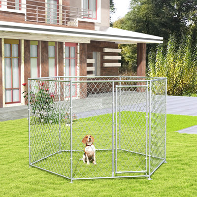Niche pour chien 9,2 pi x 8 pi 5,6 pi, argent Parcours extérieur pour chiens de taille moyenne et grande. Ouverture verrouillable sécurisée. Emplacement spacieux et agréable. Weather-. Installation rapide argent, L 9,2 pi, l 8 po x H 5,6 po. Moyen