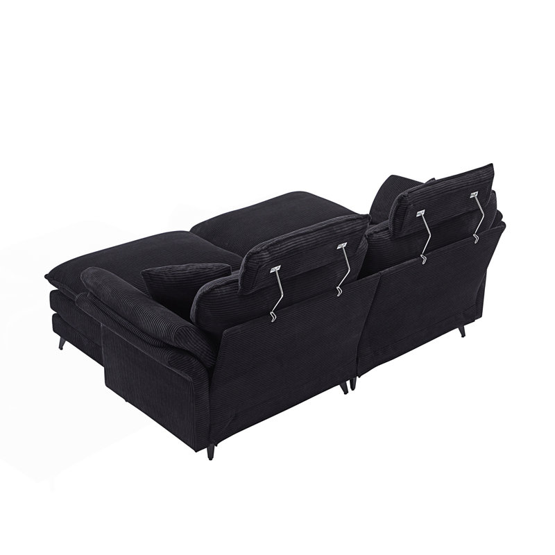 Canapé modulaire à assise profonde, canapé confortable avec repose-pieds Cloud, causeuse, Noir
