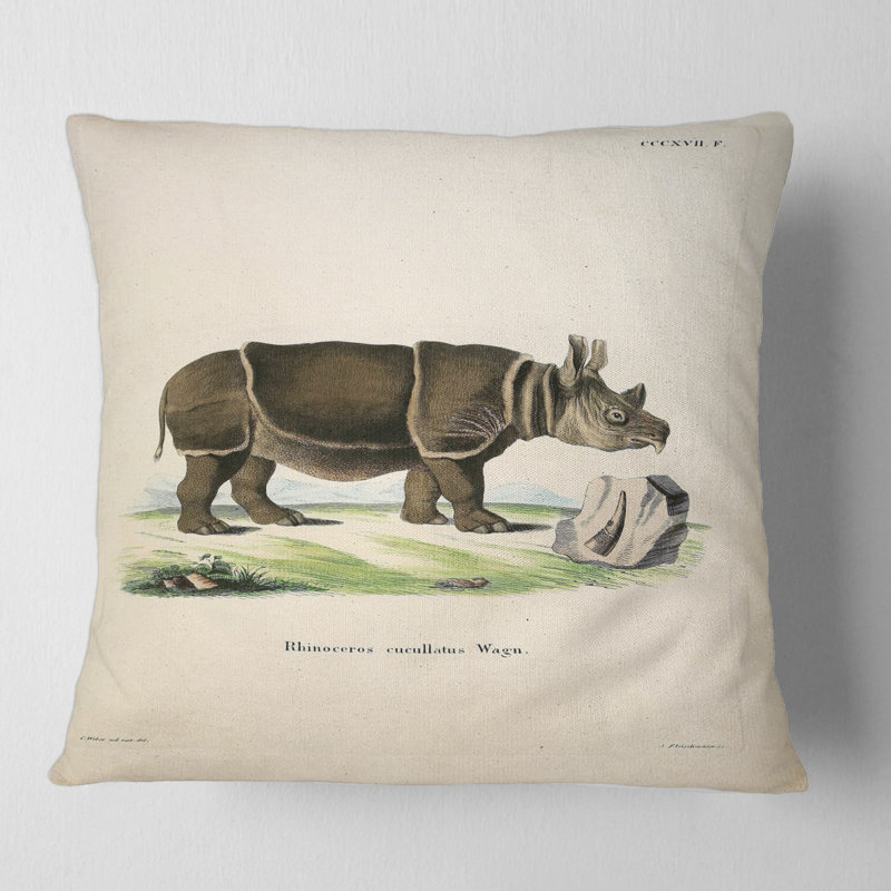 Housse et insert de coussin carré Rhinoceros, 16" x 16"