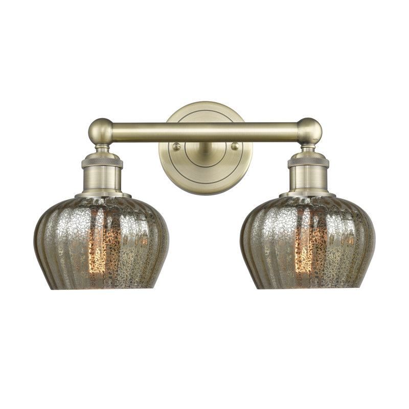 Éclairage pour meuble-lavabo à 2 lumières, Laiton antique, Mercurisé