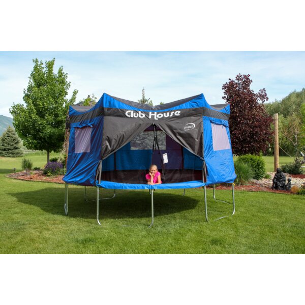14FT Trampoline Tent, Fits for Round 6 Straight Poles Trampoline, Outdoor  Trampoline Tent Cover (Tent Only)