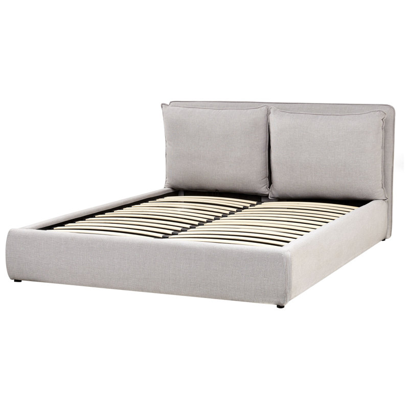 BAJONNA Upholstered Ottoman Storage Bed, Light Grey, European Kingsize (160 x 200 cm)