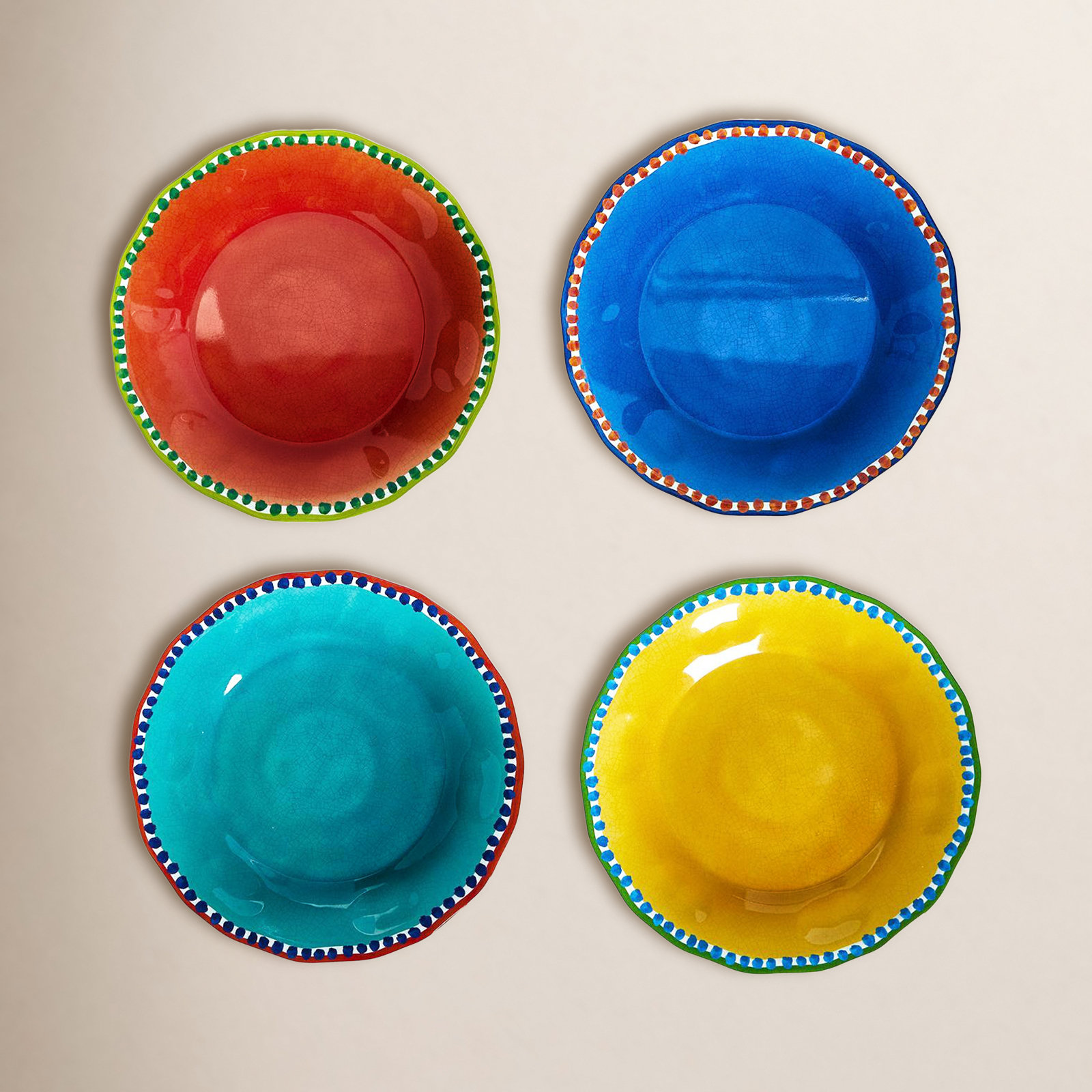Set Of 4 Color Play Dinner Plates
