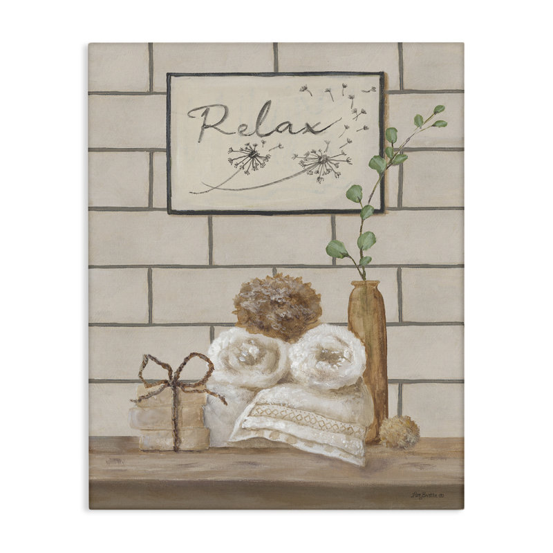«Relax Bathroom Scene», art mural par Pam Britton, H 20 po x l 16 po
