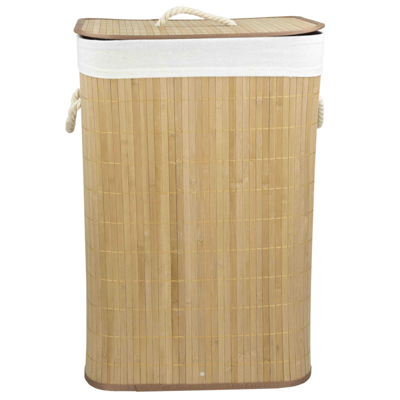 Natural Bamboo Foldable Laundry Hamper with Removable Liner