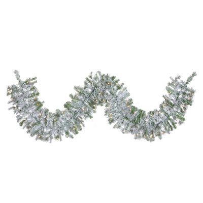 Flocked Kiana Pine 108'' in. Lighted Faux Mixed Assortment Garland