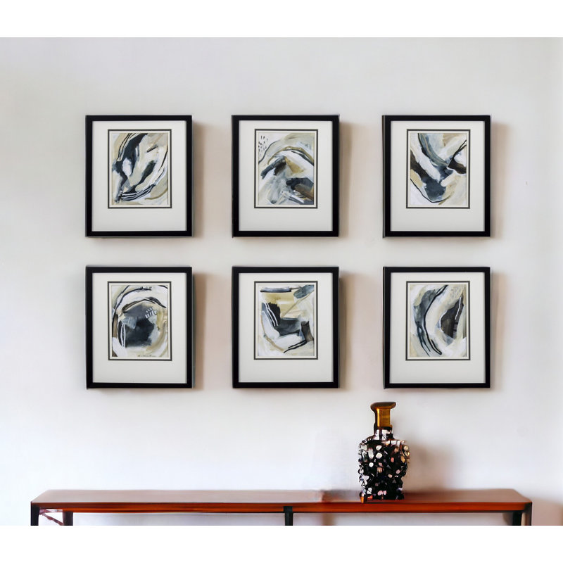 Neutre - ensemble de 6 peintures encadrées