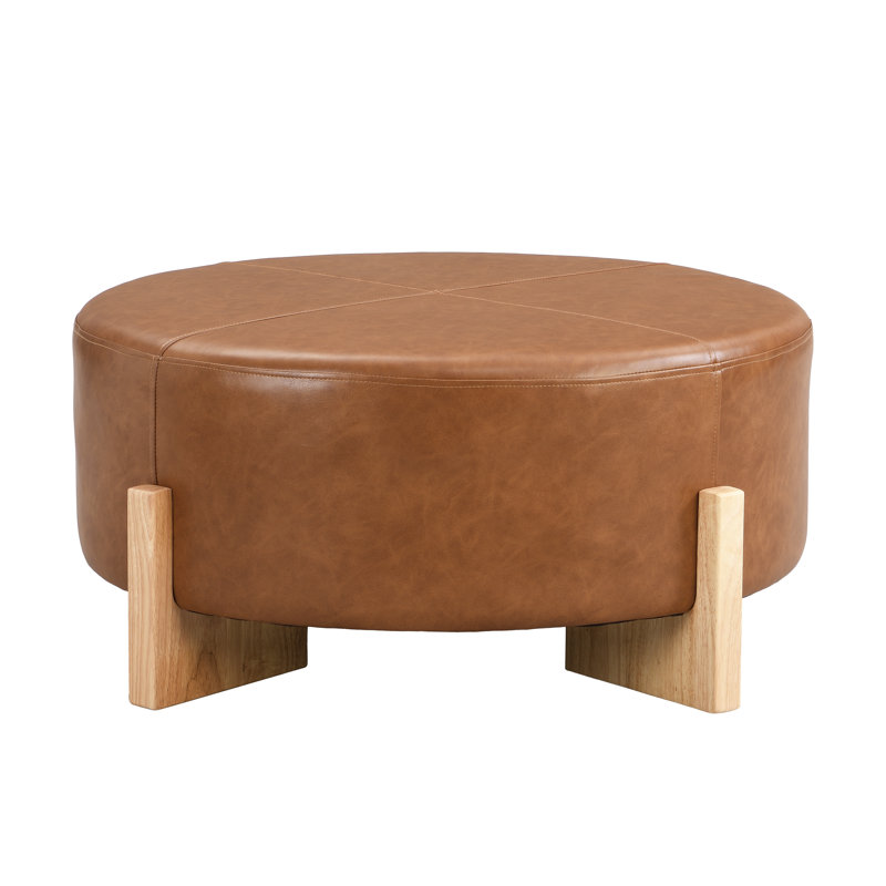 Theo Modern PU Leather Round Cocktail Ottoman