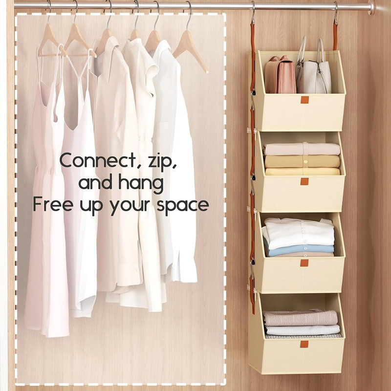 Organisateur de garde-robe à 4 niveaux - Beige