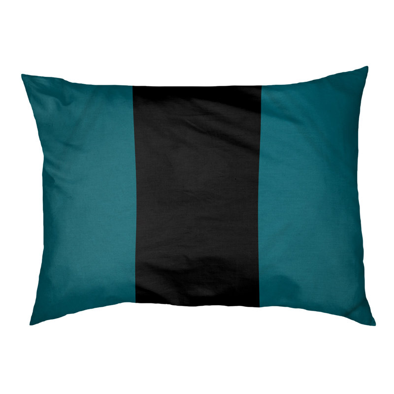 Coussin rectangulaire designer Tampa Bay, Grand (L 40 po x l 50 po), Bleu sarcelle foncé du Pacifique / noir