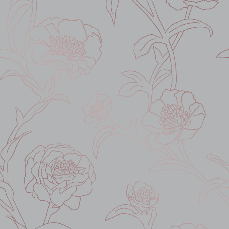 Papier peint adhésif pivoines, Noir, L 33 po x l 20,5 po