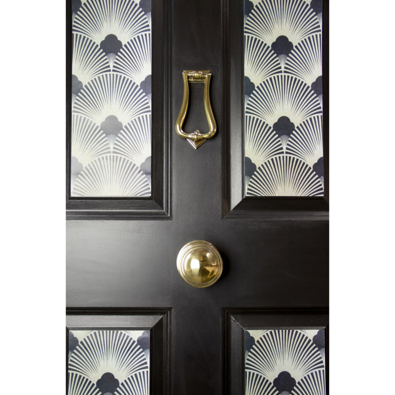 Art Deco Centre Door Knob, Aged Brass