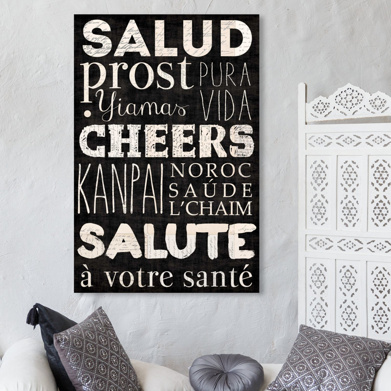 «Cheers», reproduction d'art textuel sur toile, H 45 po x l 30 po x P 1,5 po