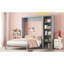 Lit avec tablettes, gris - Meuble peu encombrant pour petits appartements Armoire pliable à usage domestique Support de matelas confortable et fabrication en contreplaqué Pleine grandeur-1081056277