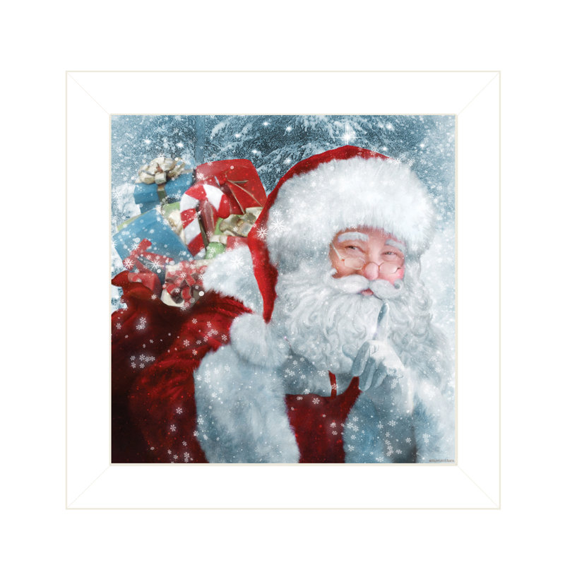 «Santa Presents» par Bluebird Barn - impression d'art graphique, H 15 po x l 31 po x P 1 po, Papier encadré blanc