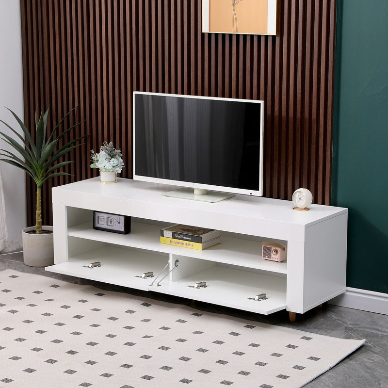 Woolhorpe White TV Stand Cabinet with Lights for TVs up to 65", 140cm