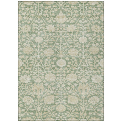 Sonnet Green Washable Indoor-Outdoor Rug - 