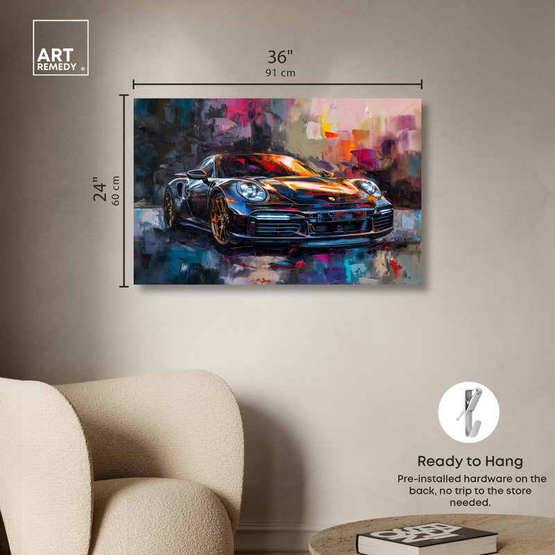 Turbocharged Porsche II Canvas Lux Car Paintings by Art Remedy, 24" H x 36" W x 1.5" D, Wrapped Canvas