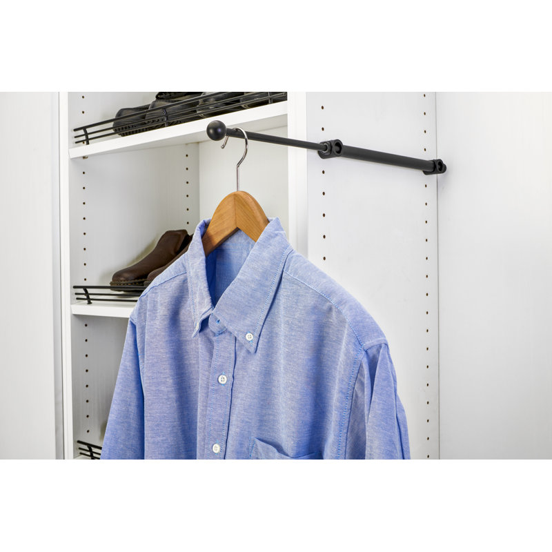Sliding Valet Rod For Custom Closet Systems, 1" H x 1.14" W x 13.87" D